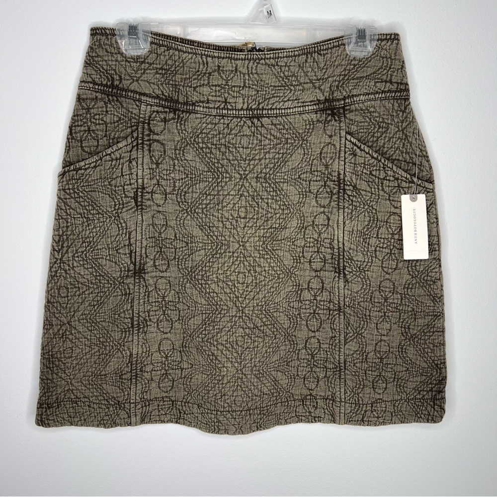 M21 NWT Anthropologie Pilcro Moss Embossed Mini Skirt - Picture 4 of 8